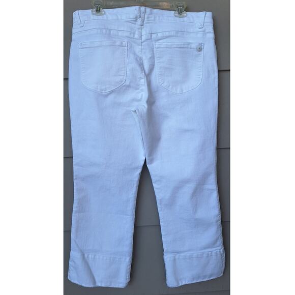 Democracy Ab Solution Kick Flare Capri Crop White Jeans Tummy Control Size 16 - Picture 3 of 10